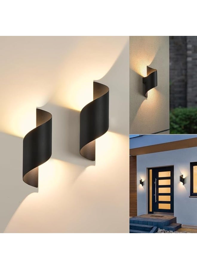 المفتاحة مصباح جداري LED من ALMIFTAH بقوة 10 واط، عبوة من قطعتين | مصباح جداري عصري قابل للرفع والخفض | مصباح جداري معدني داخلي وخارجي | أبيض دافئ 3000 كلفن | مصباح جداري خارجي مقاوم للماء بمعيار IP65 - Image 1